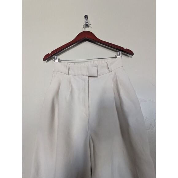 H&M Pants Womens Size 4 High‎ Rise Pleated Straight Leg Khaki Pockets Preppy - Picture 9 of 11